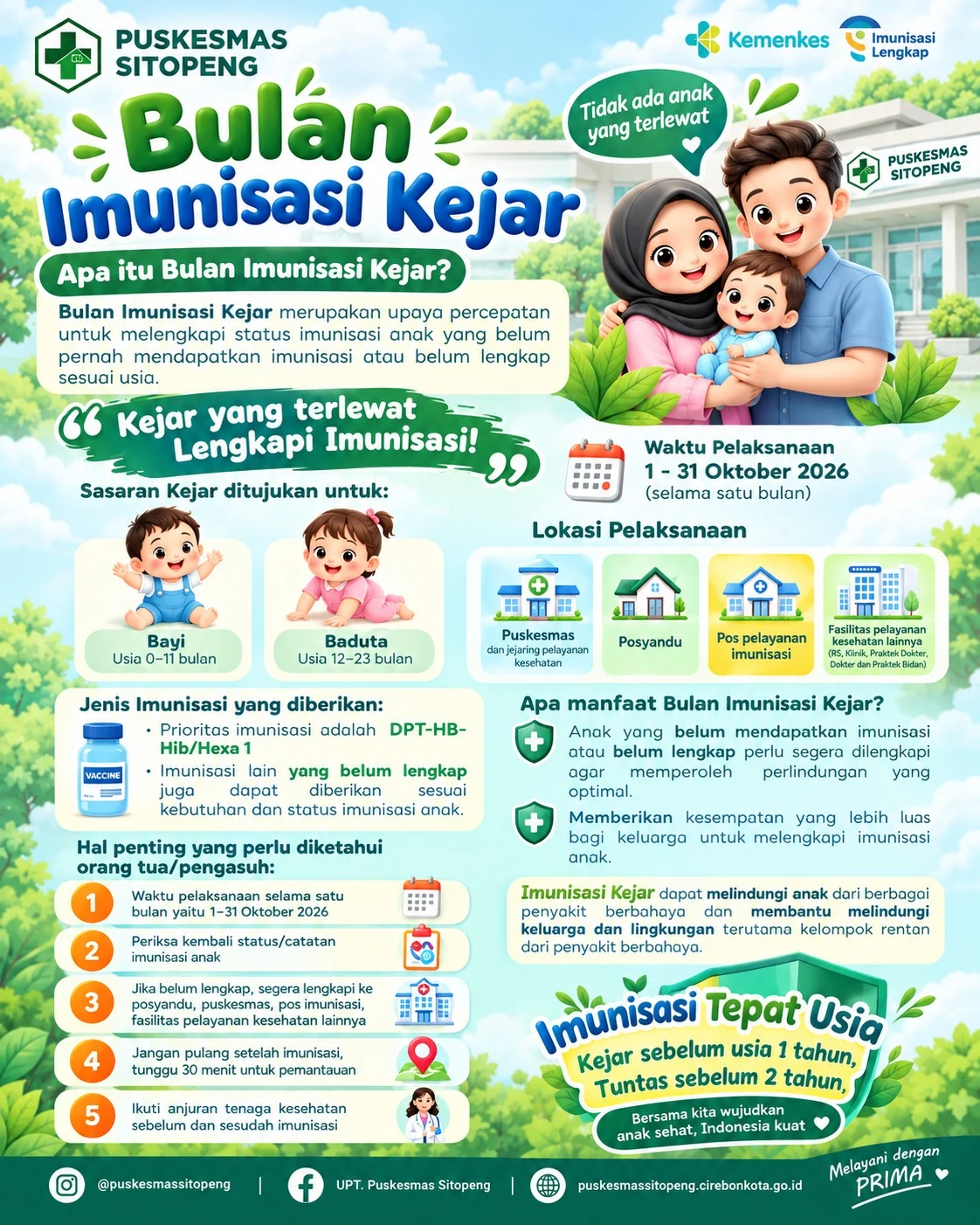 BULAN IMUNISASI KEJAR 2026, Kejar yang Terlewat, Lengkapi Imunisasi!